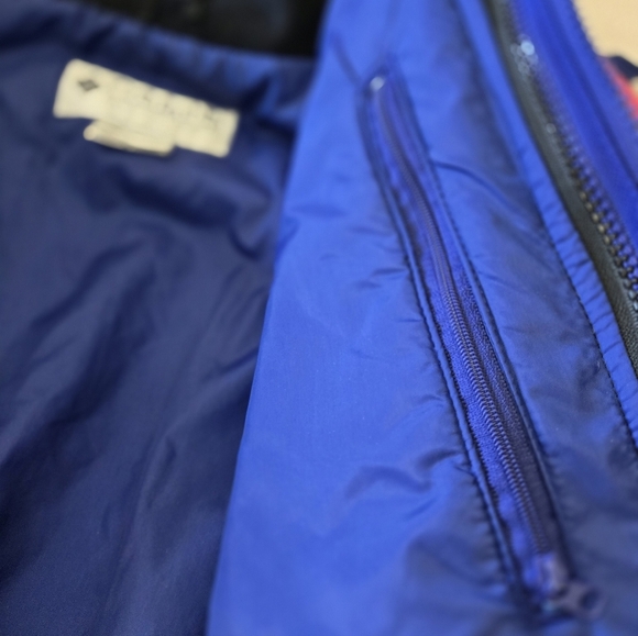 Vintage Y2K Columbia Sportswear Ski Jacket 80s 90s Blue Red Hooded Parka L - Picture 11 of 16